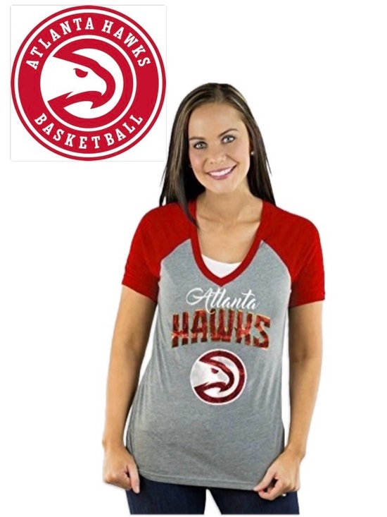gameday couture Tops - NWT [gameday couture] Atlanta Hawks NBA Short Sleeve “Sequin” Shirt Women’s M